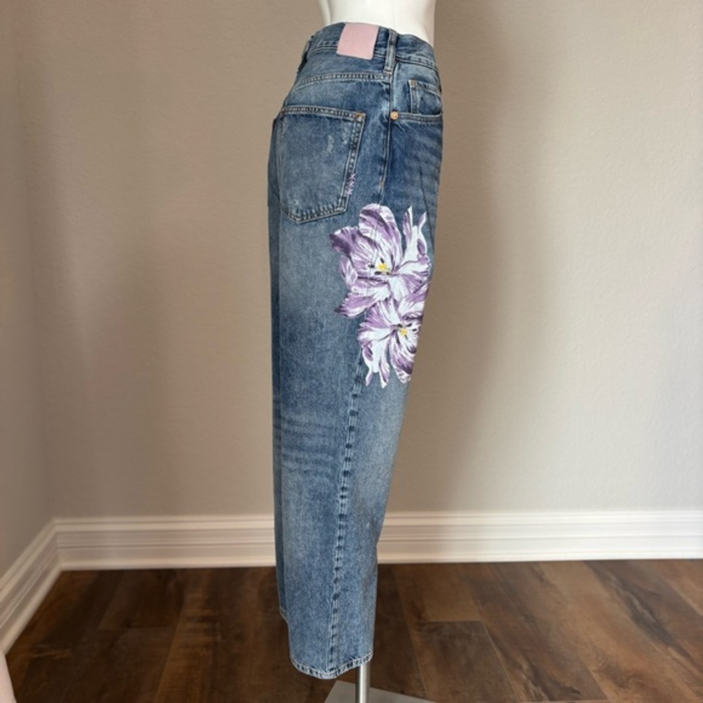Scotch & Soda‎ The Bay Purple Floral Distressed Organic Cotton Boyfriend Jeans - Picture 3 of 16